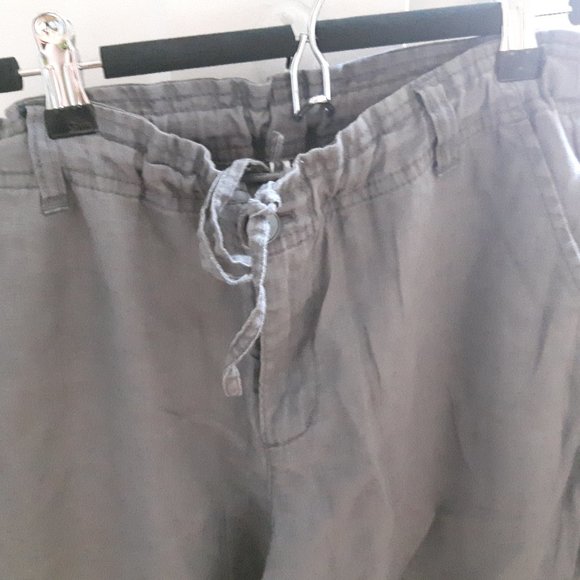 Mujii 100 percent linen drawstring adjustable crop pants - Picture 1 of 4